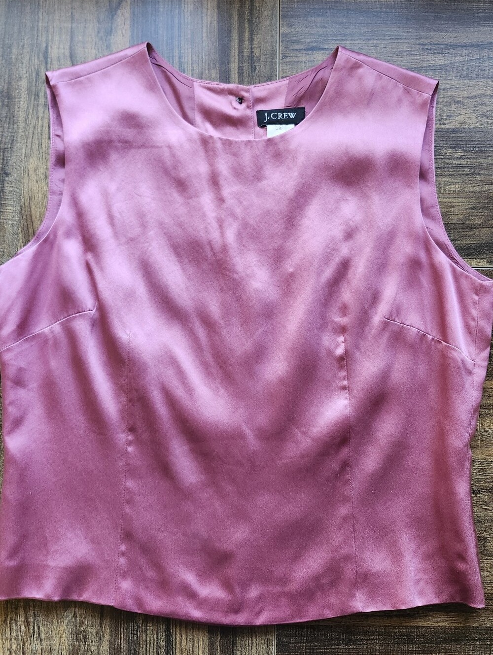 J Crew Vintage 90s Silk Sleeveless Top Baby Tee Mauve Pink Button Back Size 6